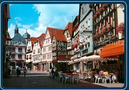 AK / Ansichtskarte Lohr_Main Hauptstrasse Altstadt Fachwerkhaeuser Strassencafes Lohr_Main