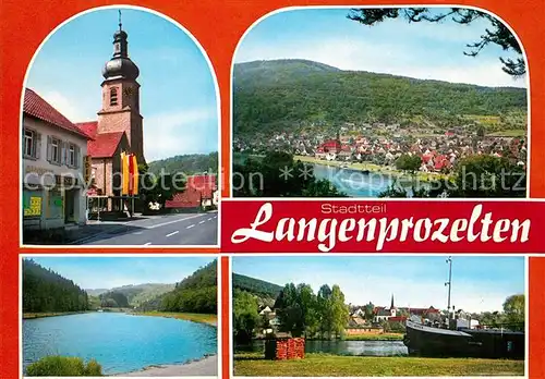 AK / Ansichtskarte Langenprozelten Hauptstrasse Kirche Landschaftspanorama Main Binnenschifffahrt Langenprozelten