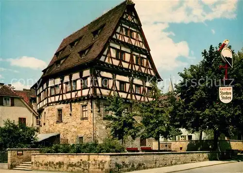 AK / Ansichtskarte Goeppingen Storchenhaus mit Heimatmuseum Fachwerkhaus Gasthof Storchen Goeppingen