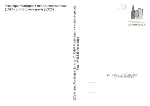 AK / Ansichtskarte Plochingen Marktplatz mit Fruehmesserhaus Ottilienkapelle im Winter Plochingen