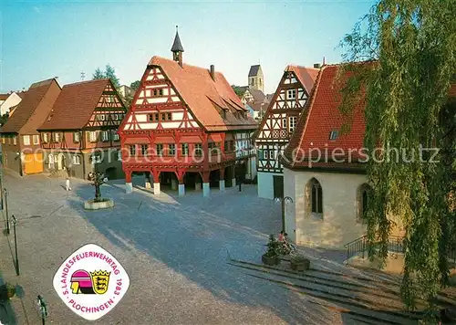AK / Ansichtskarte Plochingen Altes Rathaus Historisches Gebaeude 16. Jhdt. Marktplatz Stempel 5. Landesfeuerwehrtag Plochingen