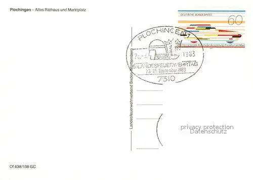 AK / Ansichtskarte Plochingen Altes Rathaus Historisches Gebaeude 16. Jhdt. Marktplatz Stempel 5. Landesfeuerwehrtag Plochingen