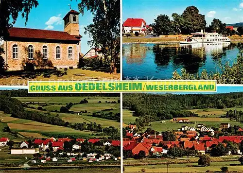 AK / Ansichtskarte Oedelsheim Kirche Weserpartie Panorama Oedelsheim