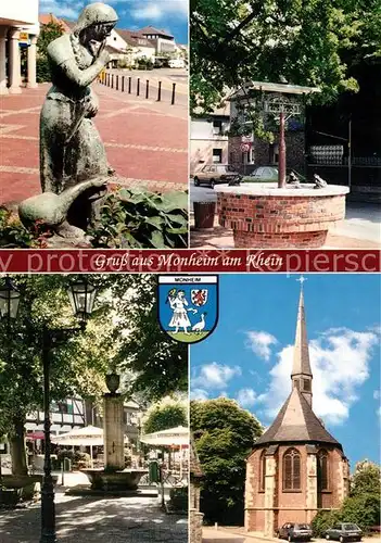 AK / Ansichtskarte Monheim_Rhein Gaenseliesel Brunnen Markt Kirche Monheim Rhein