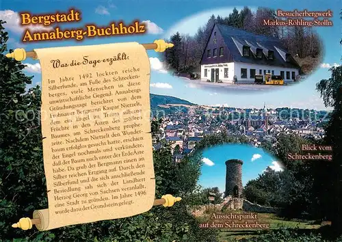 AK / Ansichtskarte Annaberg Buchholz_Erzgebirge Besucherbergwerk Blick vom Schreckenberg Aussichtsturm Annaberg Buchholz