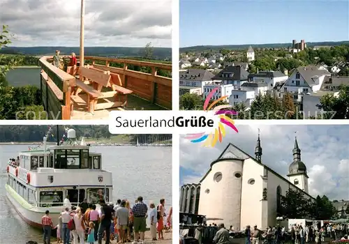 AK / Ansichtskarte Meschede Aussichtsplattform Faehre Stadtblick Kirche Meschede
