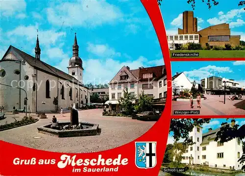 AK / Ansichtskarte Meschede Stadtplatz Kirche Friedenskirche Winzinger Platz Schloss Laer Meschede