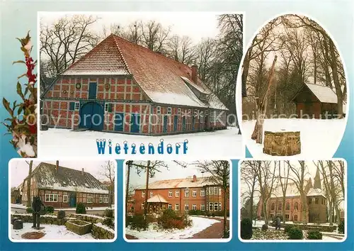 AK / Ansichtskarte Wietzendorf Peetshof mit Ziehbrunnen Plastik der Imker Rathaus St Jakobi Kirche Wietzendorf