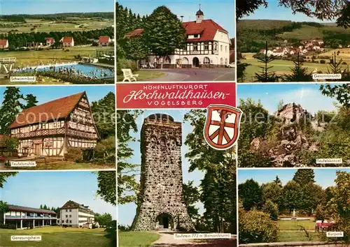 AK / Ansichtskarte Hochwaldhausen_Ilbeshausen Schwimmbad Gasthaus Zum Felsenmeer Teufelsmuehle Teufelskanzel Genesungsheim Taufstein Bismarckturm Kurpark Hochwaldhausen