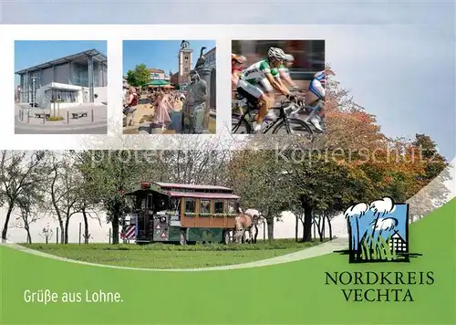 AK / Ansichtskarte Lohne Ortsmotive Radfahrer Pferdewagen Lohne