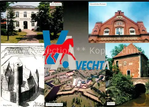 AK / Ansichtskarte Vechta Altes Rathaus Kaiserliches Postamt Burg Vechta Zitadelle Fliegeraufnahme Kaponier Vechta