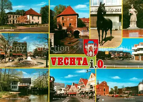AK / Ansichtskarte Vechta Rathaus Alter Markt Kaponier St Nepomuk Alte Wassermuehle Bermer Tor Marienplatz Vechta