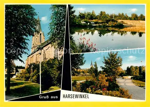 AK / Ansichtskarte Harsewinkel St Lucia Kirche See und Park im Moddenbachtal Harsewinkel
