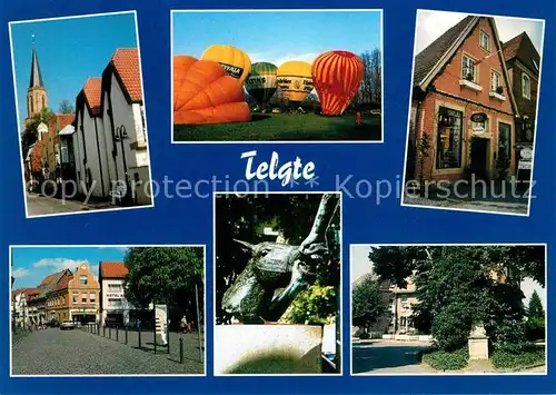 AK / Ansichtskarte Telgte_Warendorf Kirche Heissluftballons Ortsansichten Pferdeplastik Telgte Warendorf