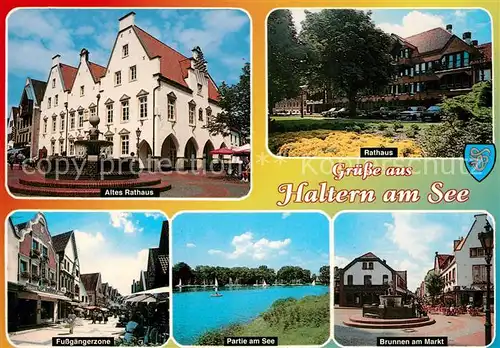 AK / Ansichtskarte Haltern_See Altes Rathaus  Fussgaengerzone Partie am See Brunnen am Markt Haltern See