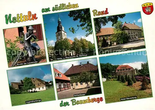 AK / Ansichtskarte Nottuln Bruder der Landstrasse Stifts und Pfarrkirche St Martinus Stiftshaeuser Jugendherberge Hotel Steverburg Nottuln