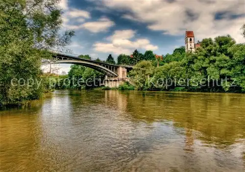 AK / Ansichtskarte Plochingen Blick ueber den Neckar zur evangelischen Stadtkirche Bruecke Plochingen