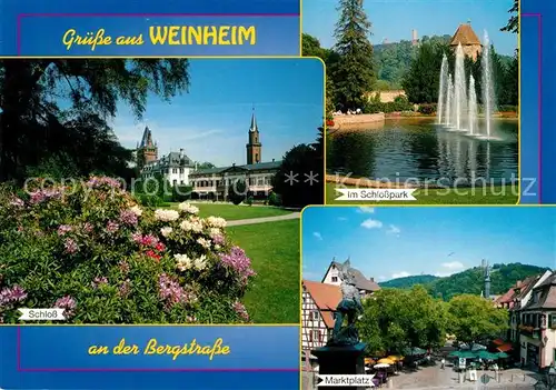 AK / Ansichtskarte Weinheim_Bergstrasse Schloss Park Marktplatz Weinheim_Bergstrasse