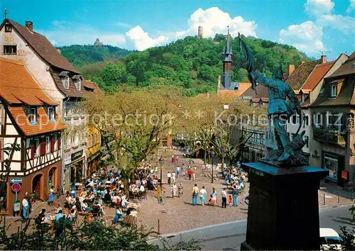 AK / Ansichtskarte Weinheim_Bergstrasse Marktplatz Denkmal Burgruine Windeck und Wachenburg Weinheim_Bergstrasse