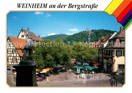 AK / Ansichtskarte Weinheim_Bergstrasse Marktplatz Denkmal Burgruine Windeck Wachenburg Weinheim_Bergstrasse