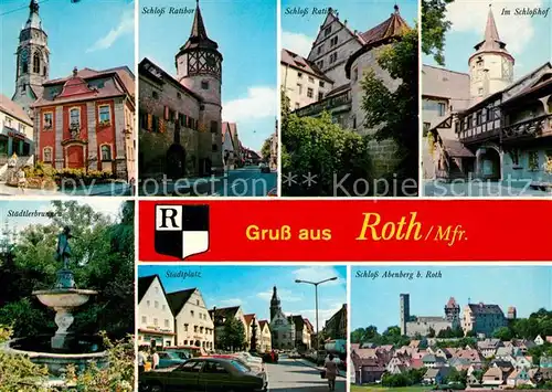 AK / Ansichtskarte Roth_Nuernberg Schloss Ratibor Schlosshof Brunnen Stadtplatz Schloss Abenberg Roth Nuernberg