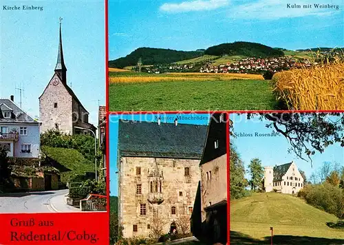 AK / Ansichtskarte Roedental Kirche Einberg Kloster Moenchroeden Schloss Rosenau Kulm mit Weinberg Roedental