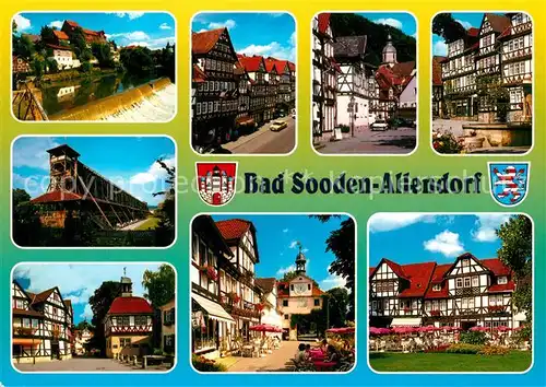 AK / Ansichtskarte Bad_Sooden Allendorf Werra Wehr Saline Altstadt Fachwerkhaeuser Bad_Sooden Allendorf