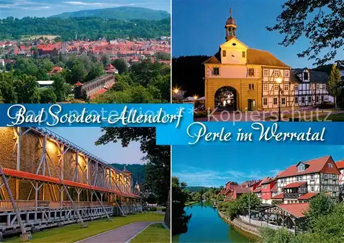 AK / Ansichtskarte Bad_Sooden Allendorf Stadtpanorama Saline Partie an der Werra Rathaus Bad_Sooden Allendorf