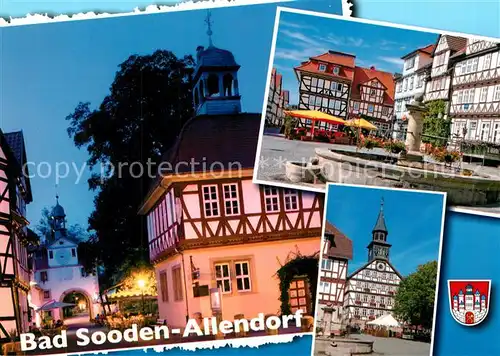 AK / Ansichtskarte Bad_Sooden Allendorf Altstadt Fachwerkhaeuser Soodener Tor Marktplatz Brunnen Rathaus Bad_Sooden Allendorf