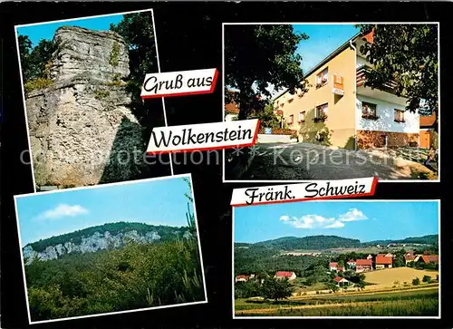 AK / Ansichtskarte Wolkenstein_Ebermannstadt Gasthof zur Burgruine Landschaftspanorama Fraenkische Schweiz Felsen Wolkenstein_Ebermannstadt