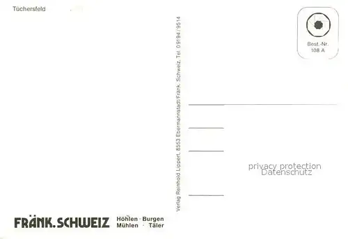 AK / Ansichtskarte Tuechersfeld Partie am Fluss Fachwerkhaus Felsen Felsendorf Fraenkische Schweiz Tuechersfeld