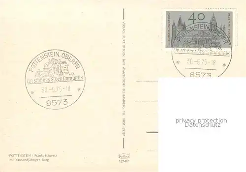 AK / Ansichtskarte Pottenstein_Oberfranken Ansicht mit 1000jaehriger Burg Naturpark Fraenkische Schweiz Pottenstein_Oberfranken