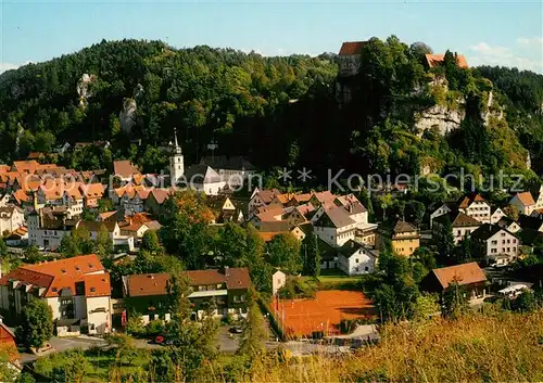 AK / Ansichtskarte Pottenstein_Oberfranken Ansicht mit Burg Naturpark Fraenkische Schweiz Pottenstein_Oberfranken