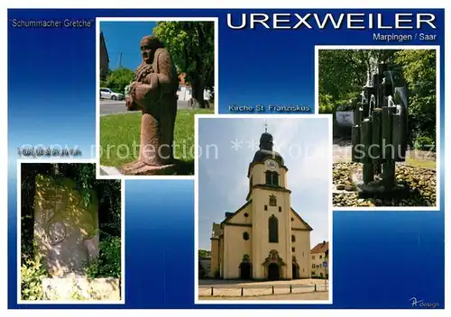 AK / Ansichtskarte Urexweiler_Marpingen Kirche Brunnen Schummacher Gretche 
