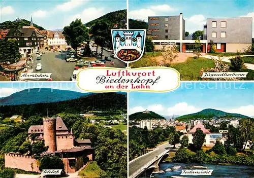 AK / Ansichtskarte Biedenkopf Marktplatz Jugendherberge Schloss Teilansicht Lahnbruecke Biedenkopf