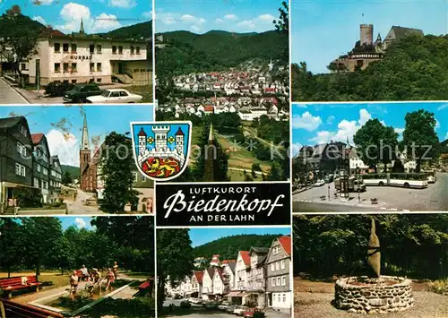 AK / Ansichtskarte Biedenkopf Kurbad Ortsmotiv mit Kirche Wassertreten Burg Turm Brunnen Biedenkopf