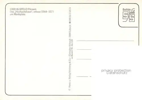 AK / Ansichtskarte Alsfeld Hochzeitshaus 16. Jhdt. Historisches Gebaeude Marktplatz Alsfeld