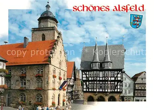 AK / Ansichtskarte Alsfeld Historischer Marktplatz Rathaus Weinhaus Bueckingsche Haus Alsfeld