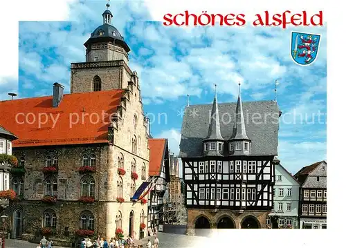 AK / Ansichtskarte Alsfeld Historischer Marktplatz Rathaus Weinhaus Bueckingsche Haus Fachwerkhaeuser Altstadt Alsfeld