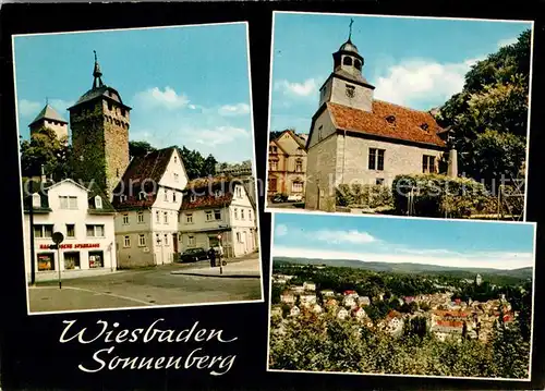 AK / Ansichtskarte Sonnenberg_Wiesbaden Cafe Restaurant Burg Sonnenberg Kirche Stadtpanorama Sonnenberg_Wiesbaden