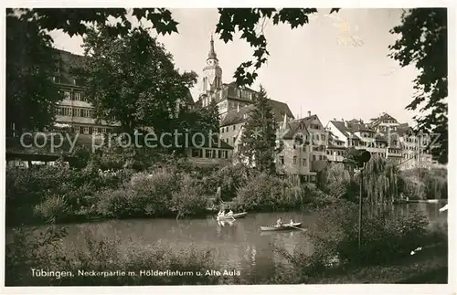 AK / Ansichtskarte Tuebingen Neckarpartie mit Hoelderlinturm und Alte Aula Tuebingen