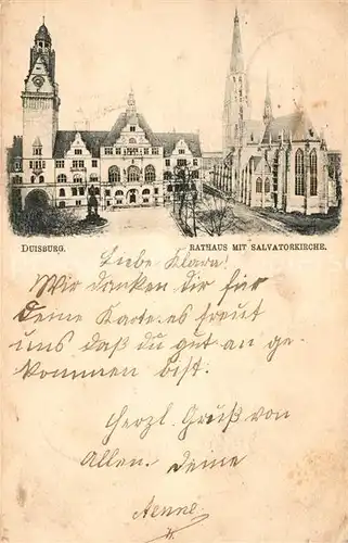 AK / Ansichtskarte Duisburg_Ruhr Rathaus mit Salvatorkirche Duisburg Ruhr
