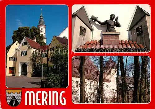 AK / Ansichtskarte Mering Wehranlage St Michael mit Kirchbogen Skulptur Mering