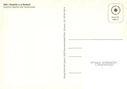 AK / Ansichtskarte Redwitz_Rodach Landschaftspanorama Kirche Strassenpartie Modernes Gebaeude Redwitz Rodach