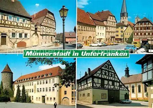 AK / Ansichtskarte Muennerstadt Marktplatz Fachwerkhaeuser Anger Augustiner Kloster St. Michael Muennerstadt