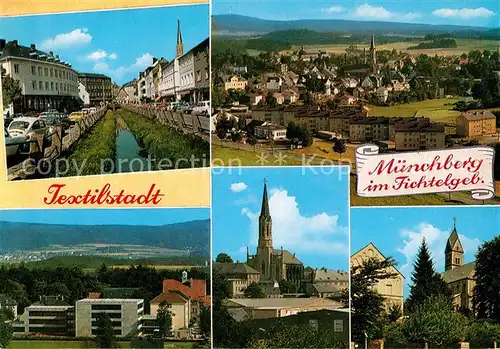 AK / Ansichtskarte Muenchberg_Oberfranken Panorama Kirche Innenstadt Muenchberg Oberfranken