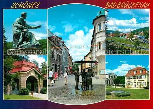 AK / Ansichtskarte Bad_Brueckenau Denkmal Wandelgang Innenstadt Brunnen Kurhaus Bad_Brueckenau