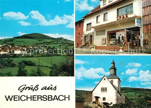 AK / Ansichtskarte Weichersbach Panorama Kirche Sparmarkt Ladengeschaeft Weichersbach