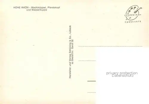 AK / Ansichtskarte Wasserkuppe_Rhoen Landschaftspanorama Naturpark Rhoen Wachtkueppel Pferdskopf Wasserkuppe Rhoen