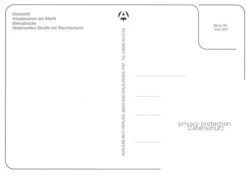 AK / Ansichtskarte Vacha Panorama Vitusbrunnen Markt Werrabruecke Widemarkter Strasse Storchenturm Vacha